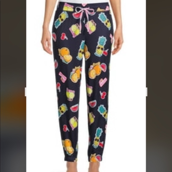 🆕 Briefly Stated Yummy Fruit Sleep Jogger PJ Pants, Medium 🍊🍑🍉🍒🍋🍍 - Picture 5 of 6